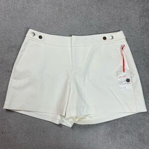 Elle Womens Size 6 Short Shorts White Flat Front Mid Waist Polished Pockets NWT